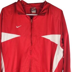 Nike Team Fit Storm Windbreaker Jacket Red White Full Zip Mens Large L